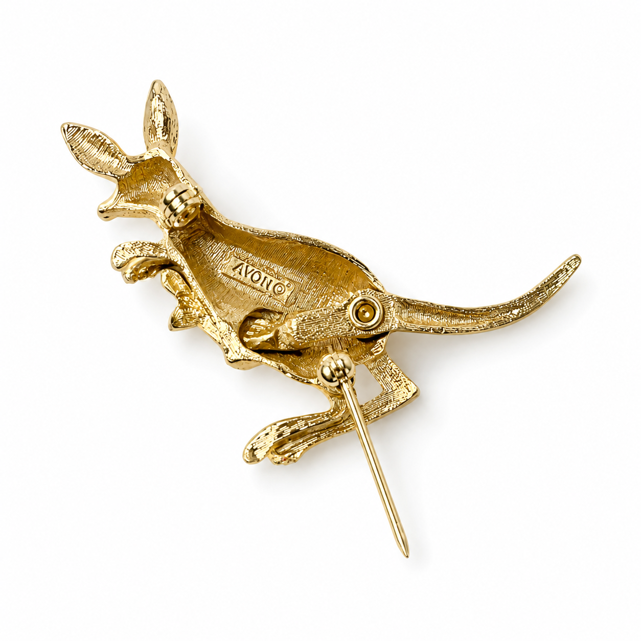 Vintage 1970s Avon Kangaroo Brooch with Baby Joey - Made in USA