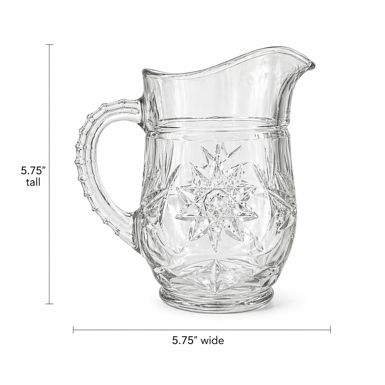 Vintage Anchor Hocking Star of David Pitcher - Prescut Glass 16oz USA