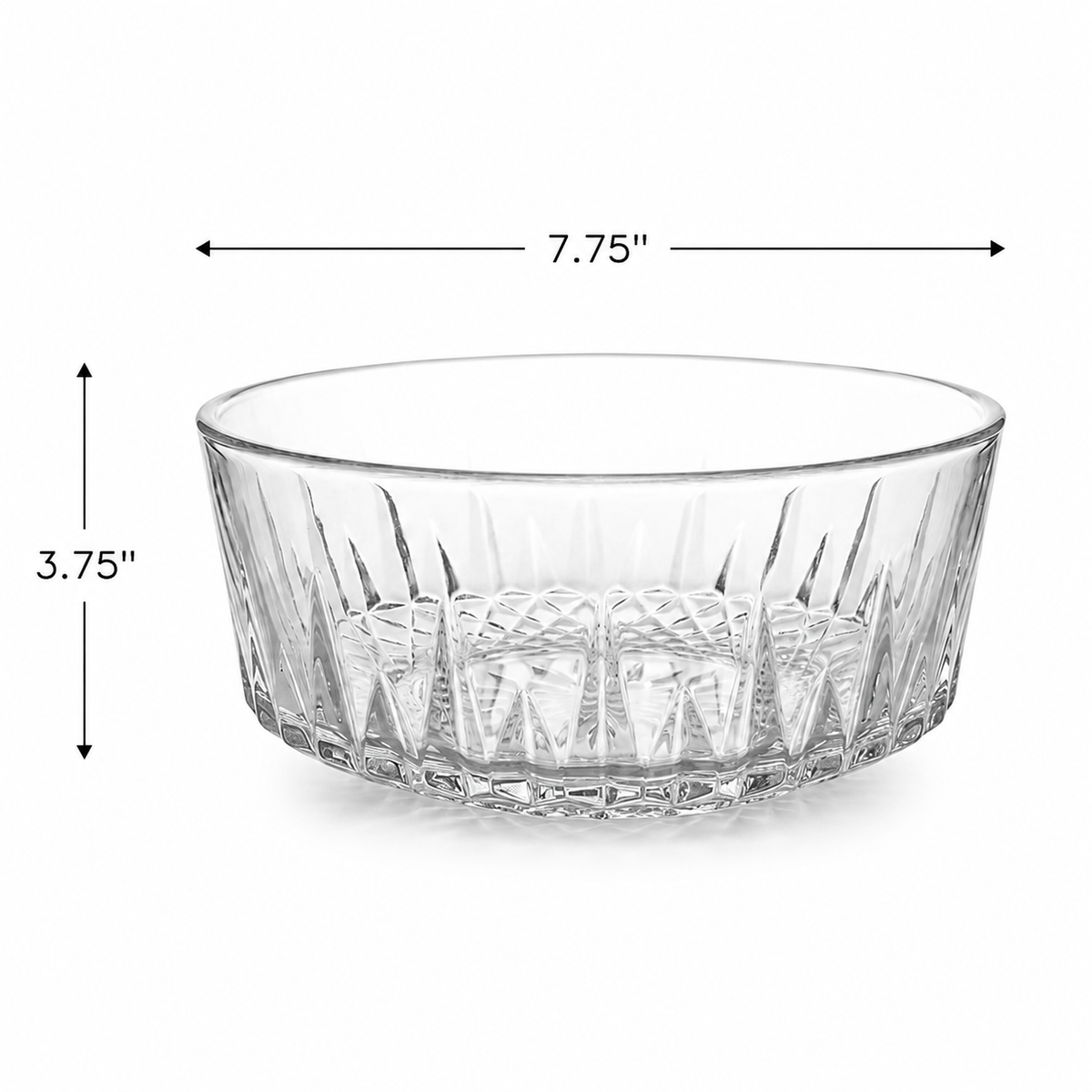 1970s Arcoroc France Diamant Sunburst Glass Serving Bowl 7.75"