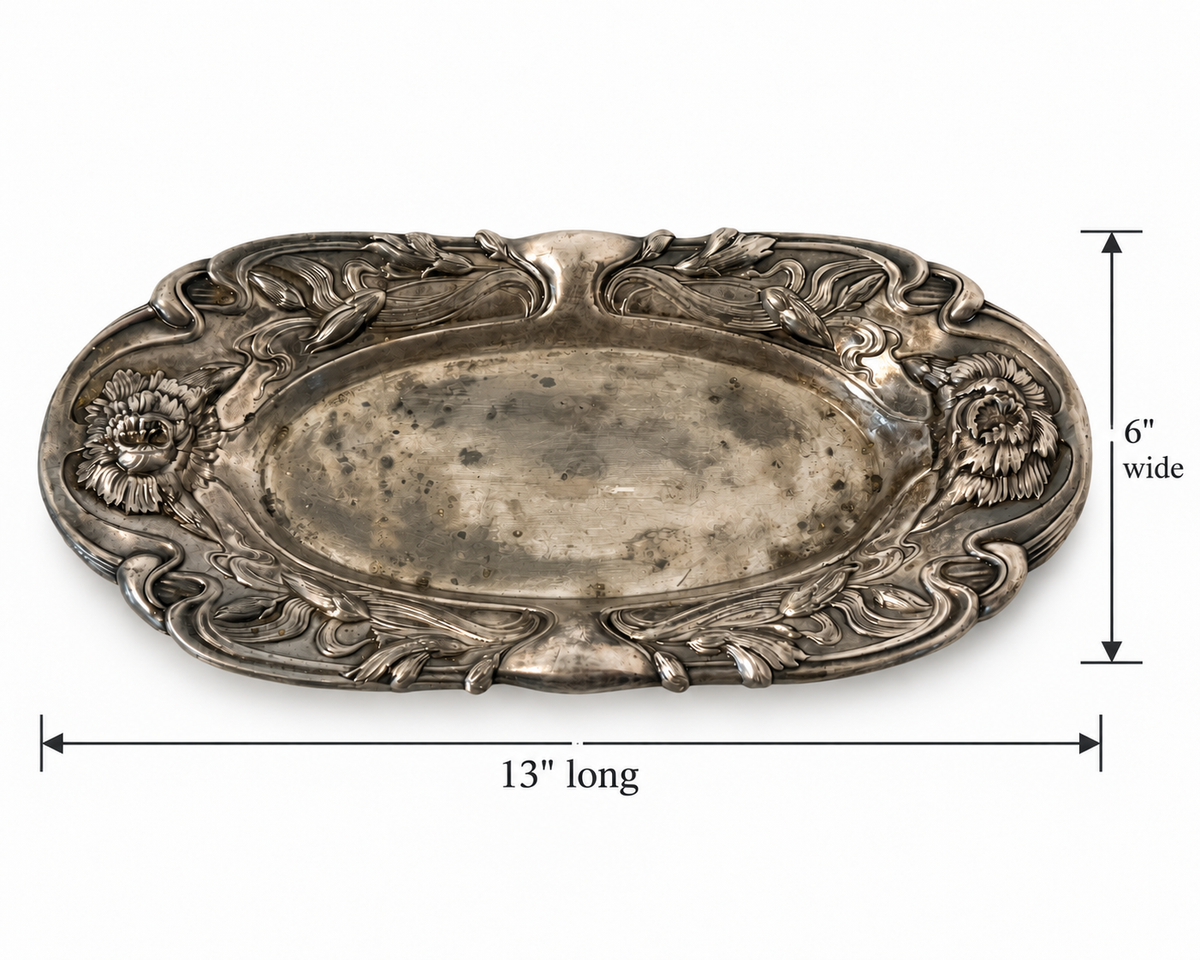 Antique Mermod, Jaccard & Co Art Nouveau Repoussé Tray - Made in USA
