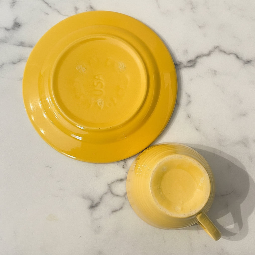 Bauer Pottery Monterey Yellow Cup & Saucer - 1940s
