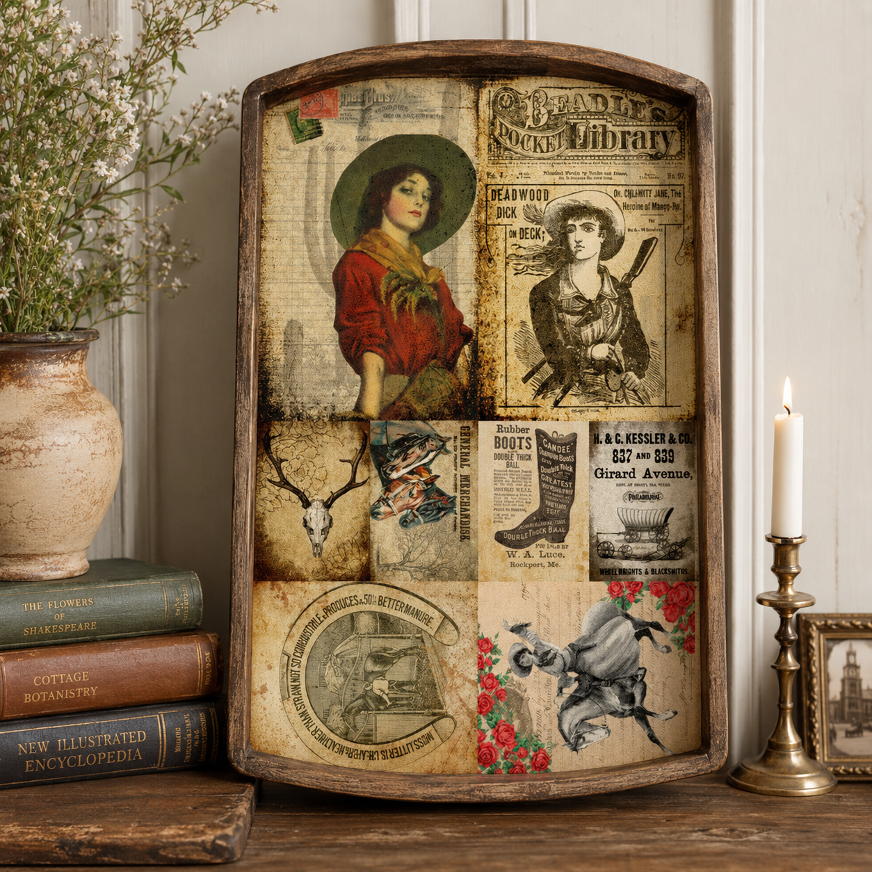 Roycycled Treasures Cowgirl Project Blocks Decoupage Paper - 20"x30"