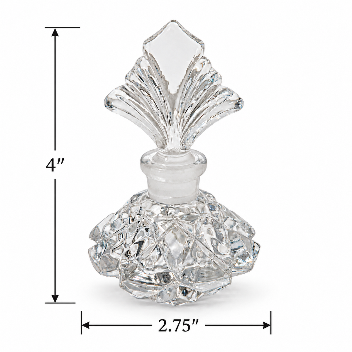 Vintage Art Deco 24% Lead Crystal Perfume Bottle with Stopper