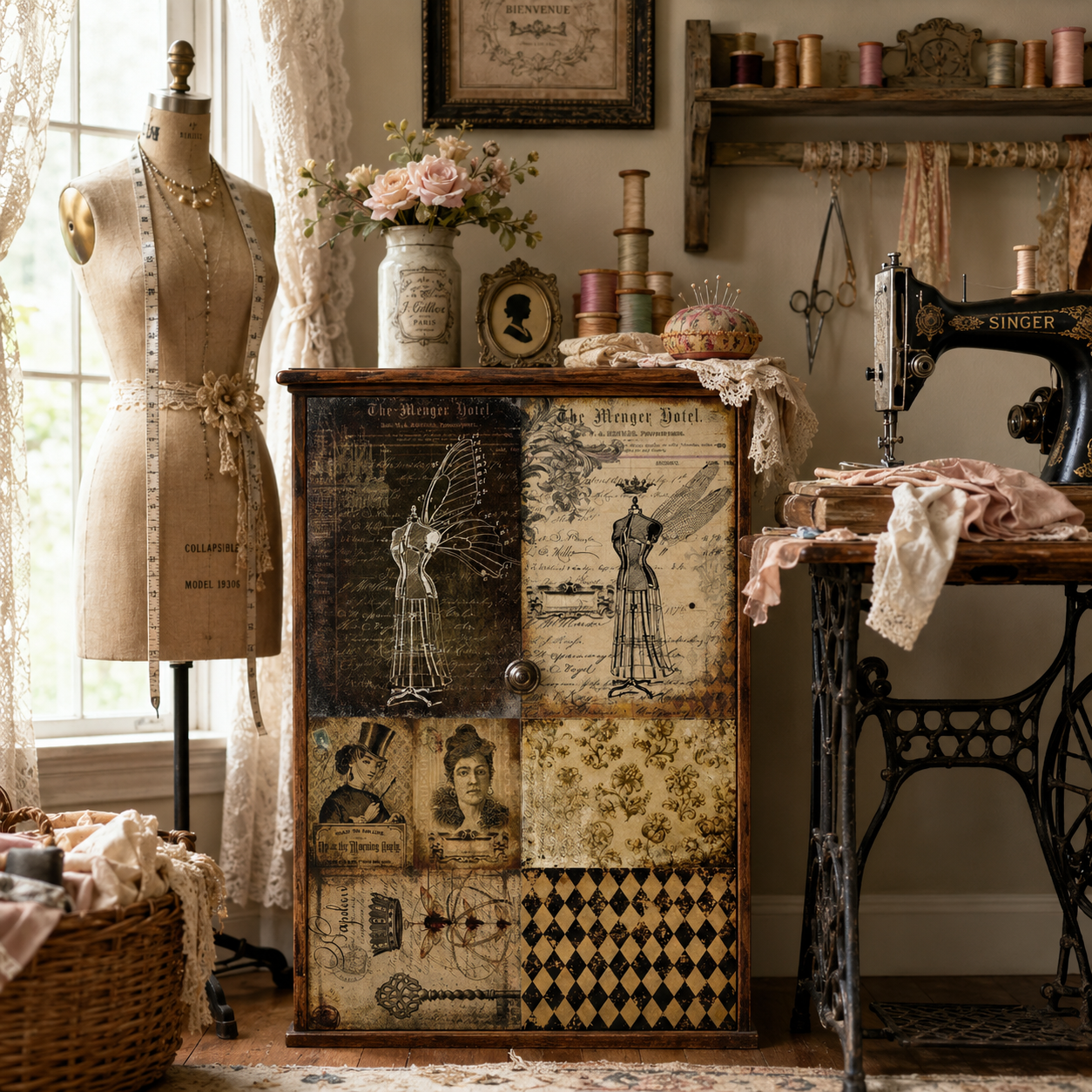 Roycycled Treasures Dress Form Project Blocks Decoupage Paper