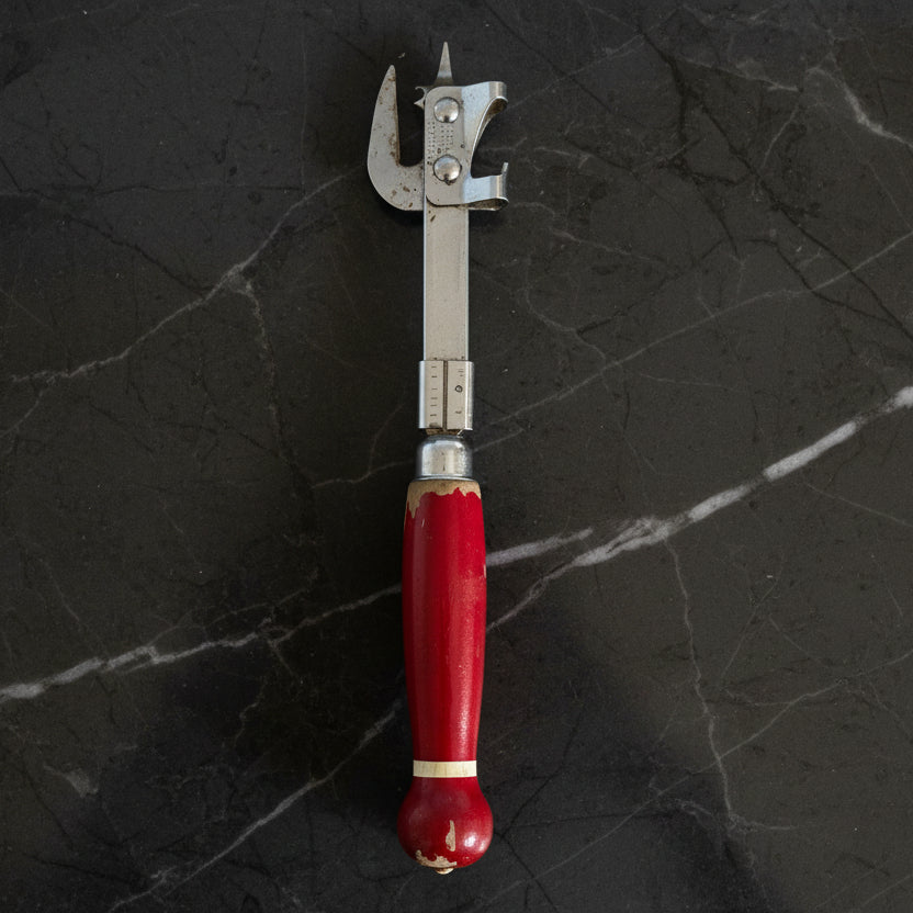 Vintage EKCO A&J Can & Bottle Opener | Red Handle Wood Grip | USA