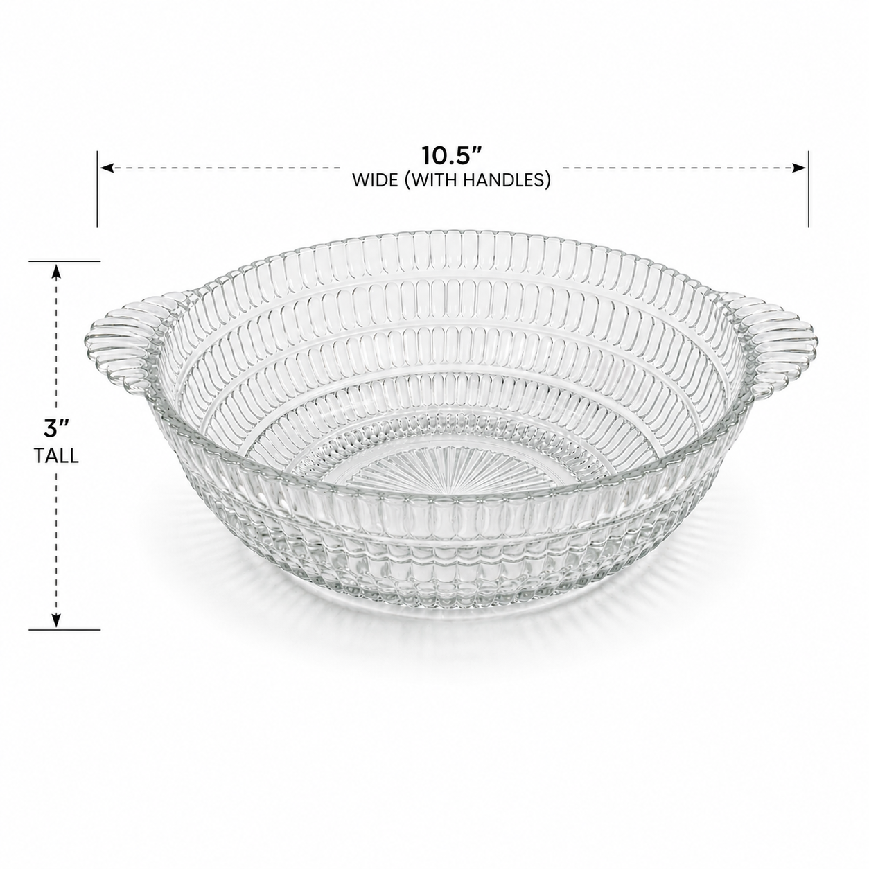 Vintage Hazel Atlas Beehive Clear Glass Serving Bowl with Handles