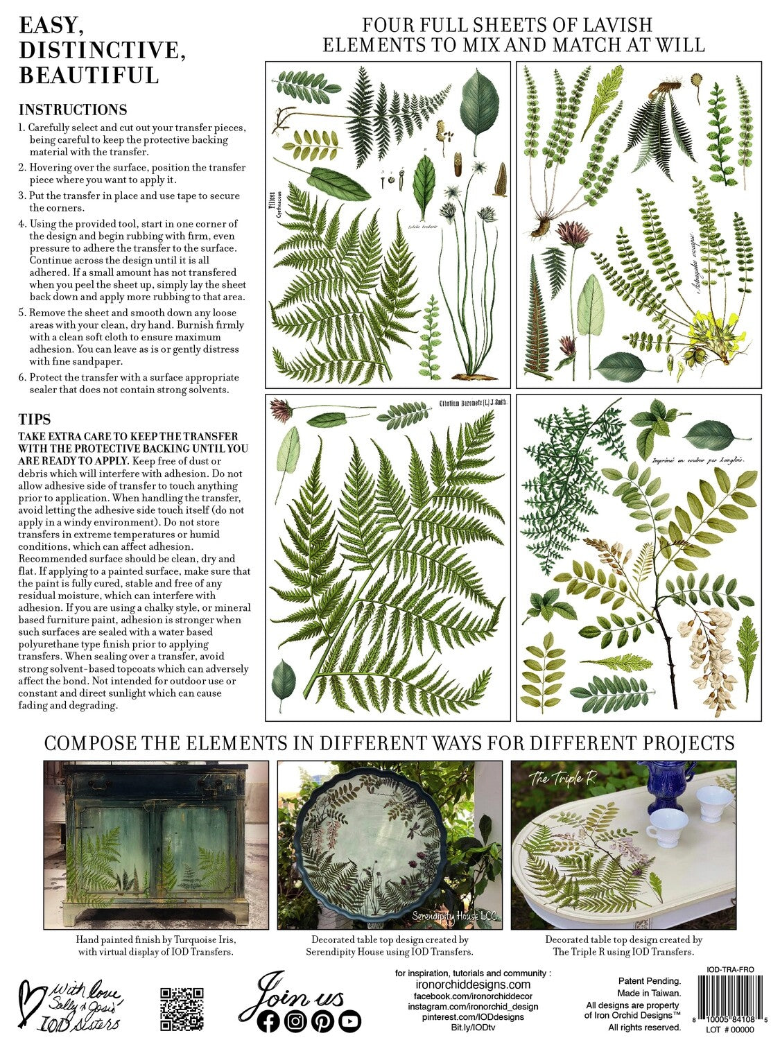 IOD Fronds Botanical Decor Transfer - Iron Orchid Designs