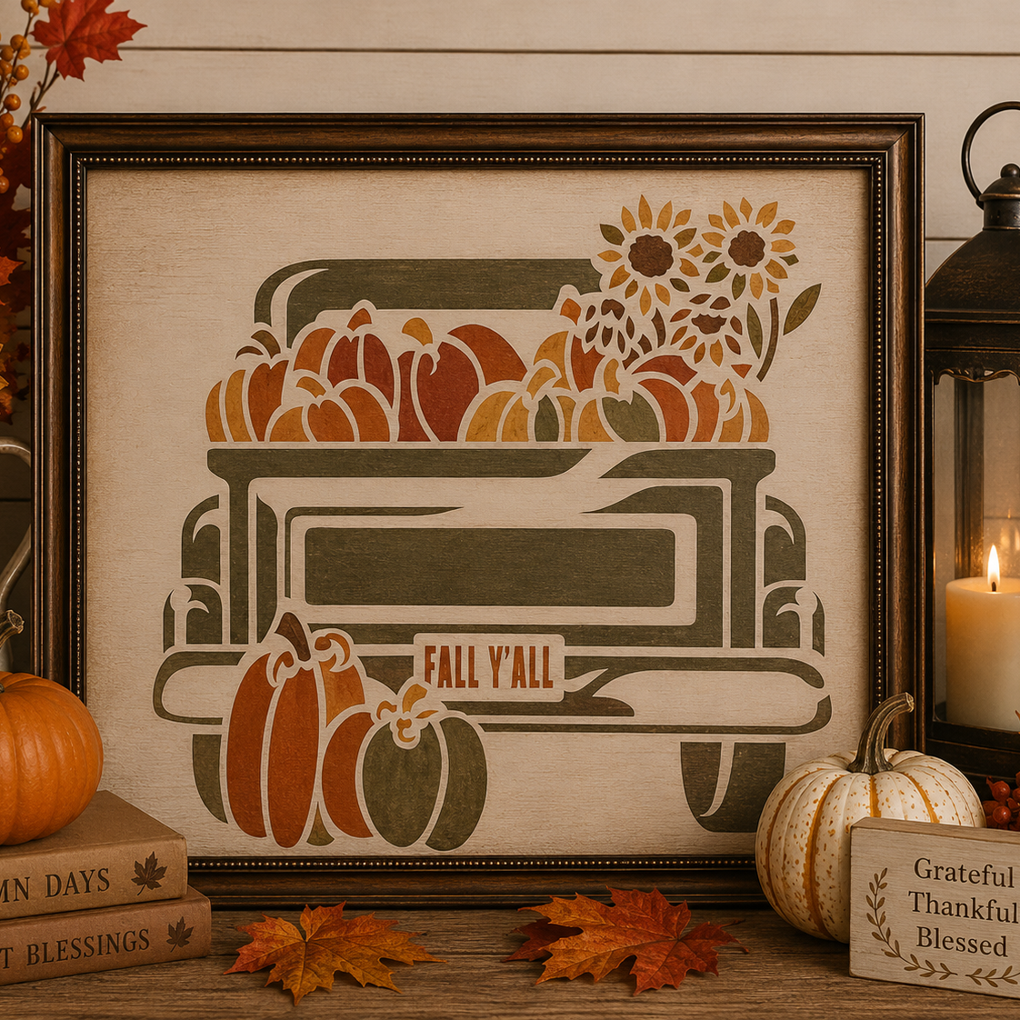 JRV Fall Truck Stencil - 14" x 11.5" Reusable Mylar Made in USA