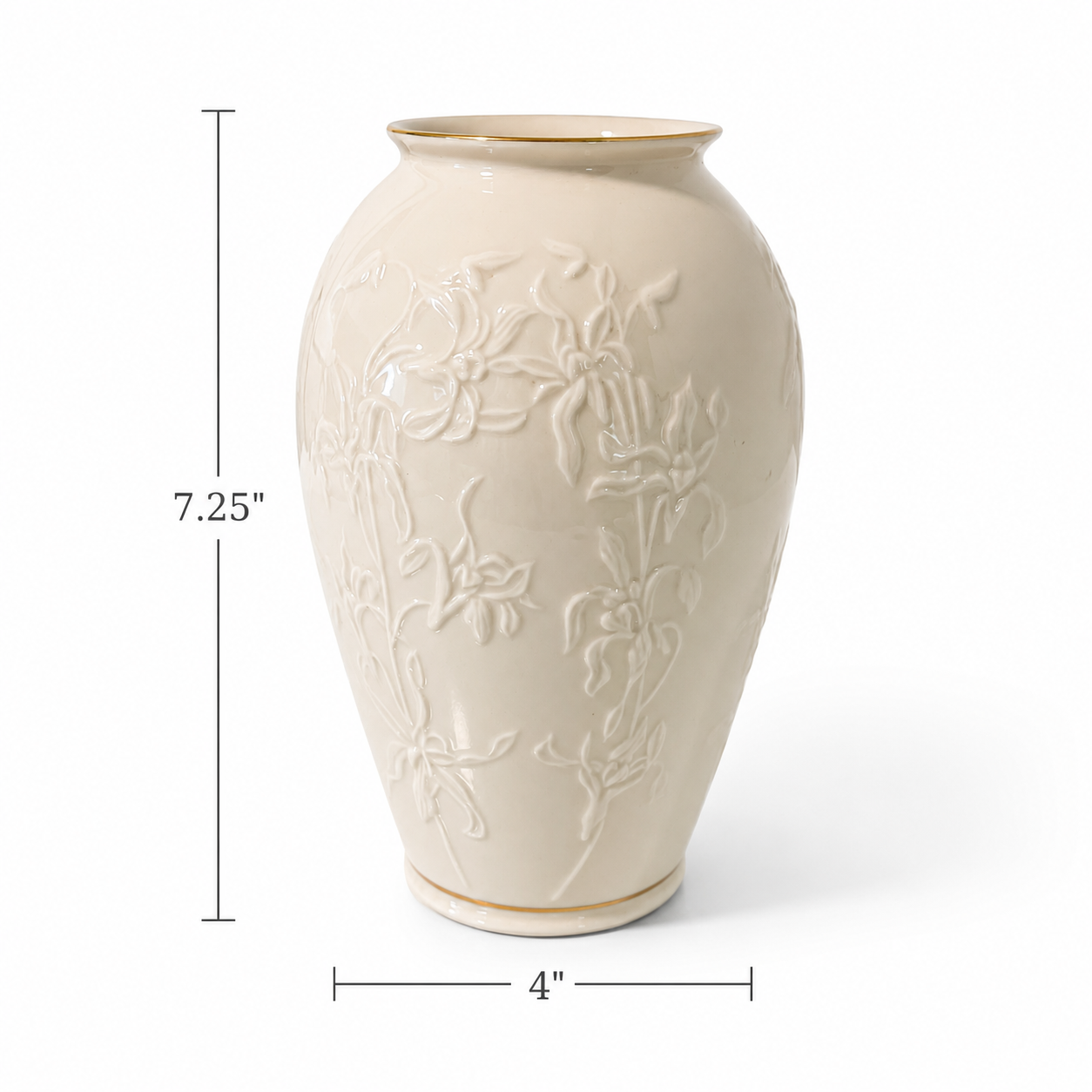 Vintage Lenox Masterpiece Collection Embossed Porcelain Vase with Gold