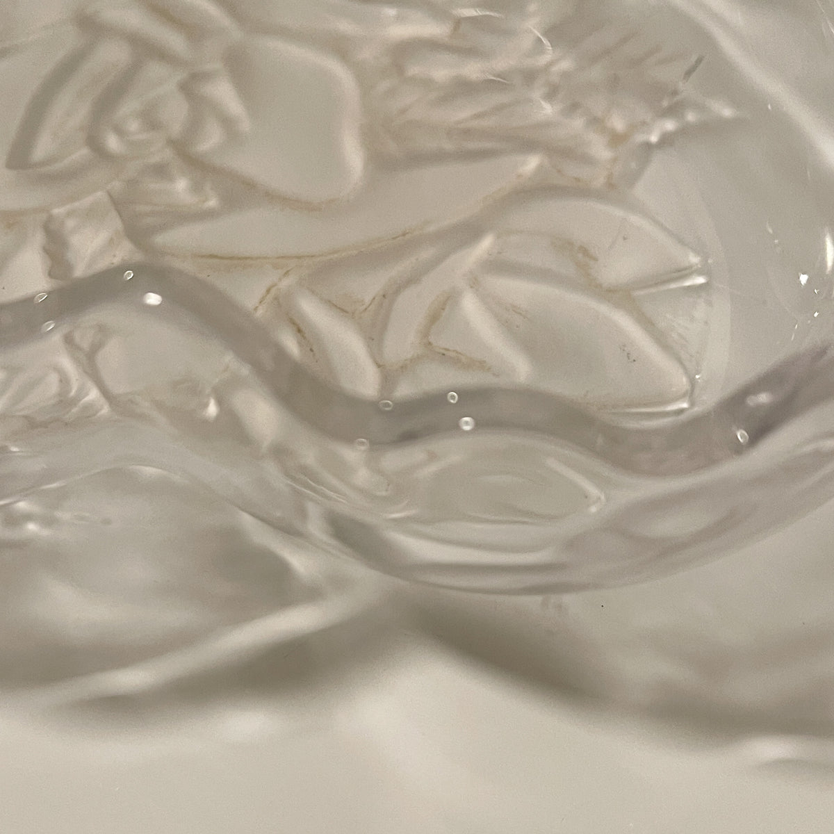 1990s Mikasa Studio Nova Winter Rose Crystal Embossed Heart Dish