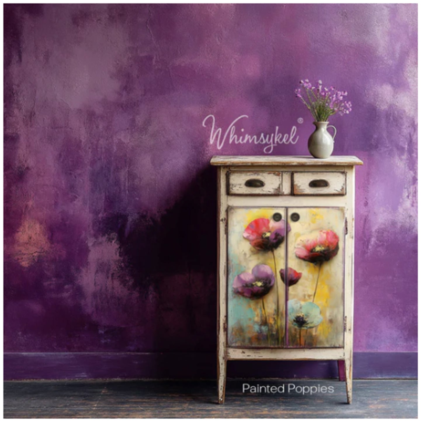 Whimsykel Designs Painted Poppies Decoupage Paper - 29" x 21" 18 LB