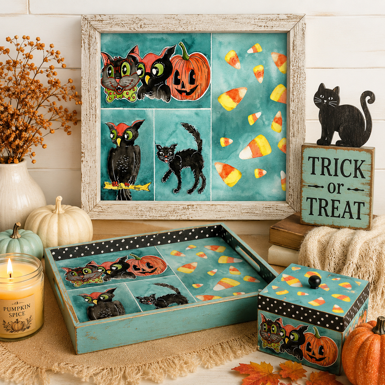 Roycycled Treasures Retro Halloween Decoupage Paper - 20" x 30"