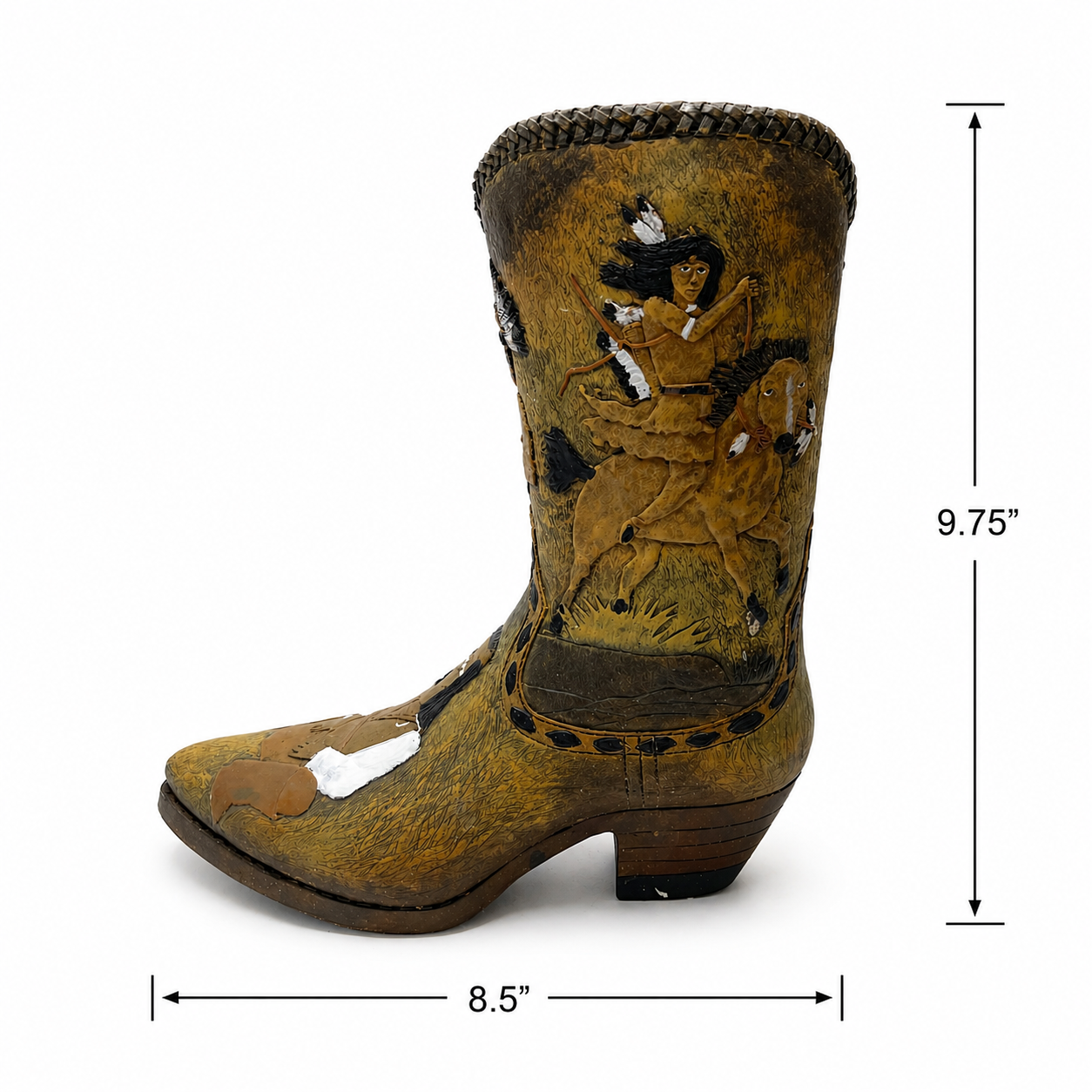 Western Boot Vase Resin Cowboy Boot Planter - Rustic Ranch Style Decor