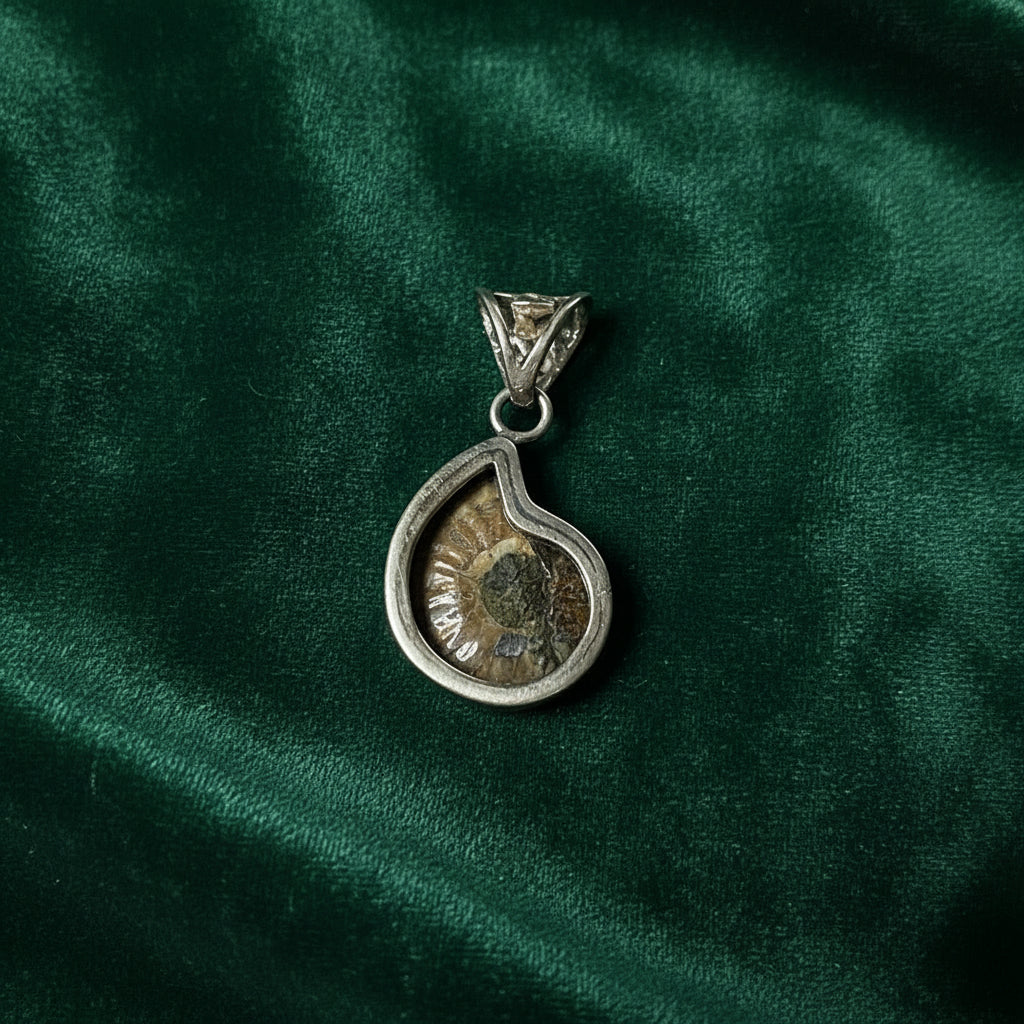 Ammonite Fossil & Sterling Silver Pendant