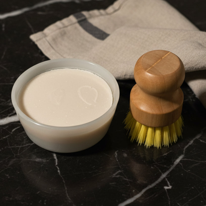 Solid Dish Soap in Milk Glass Ramekin | Rosemary Sage & Eco-Friendly