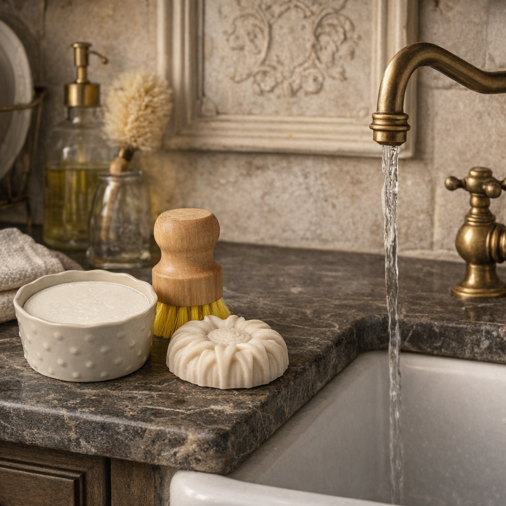 Solid Dish Soap in Ceramic Ramekin - Rosemary Sage & Eco-Friendly