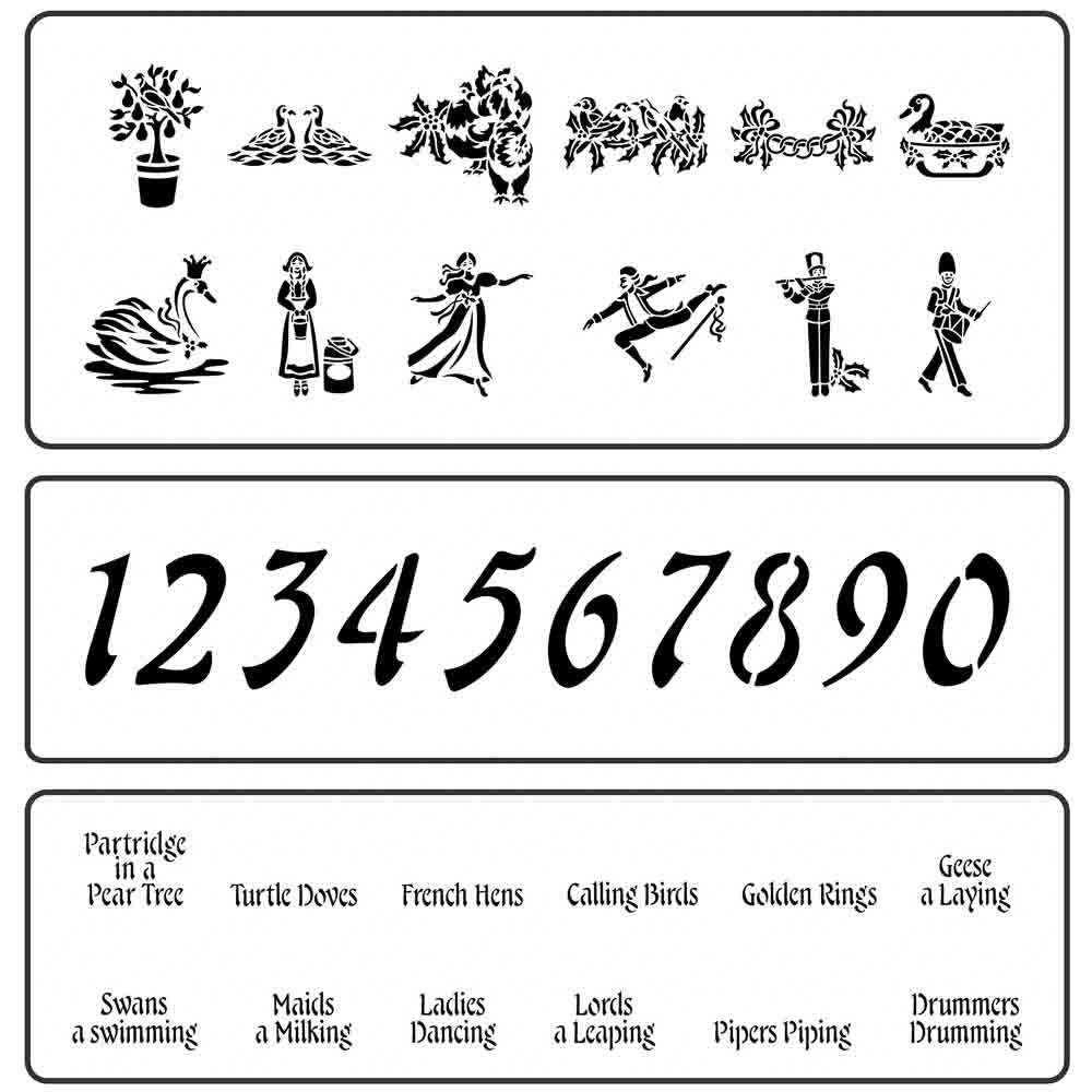 12 Days of Christmas Mini Stencil Set - JRV