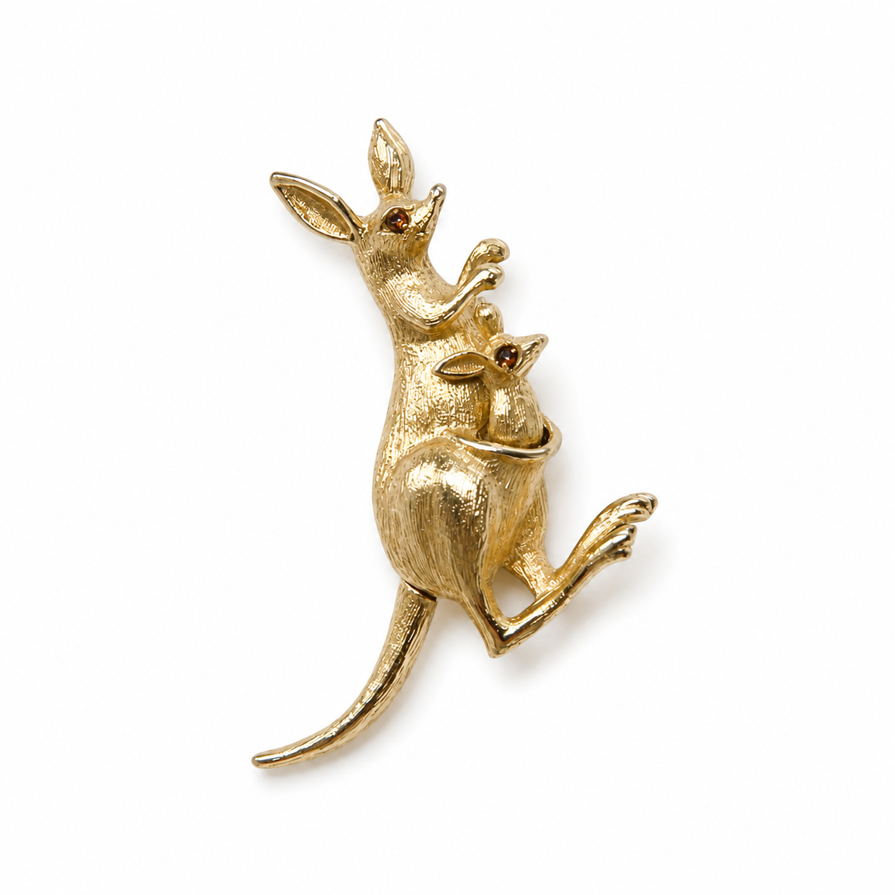 Vintage 1970s Avon Kangaroo Brooch with Baby Joey - Made in USA