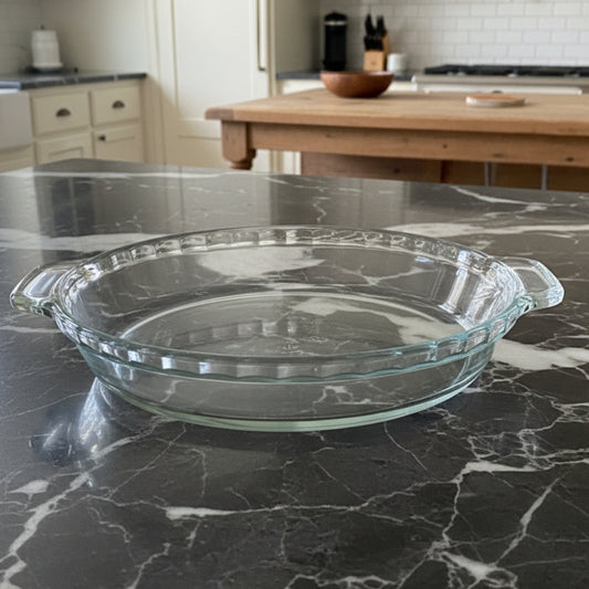 Anchor Hocking Deep Dish Pie Plate - Clear Glass Scalloped Rim USA