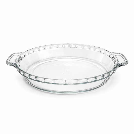 Anchor Hocking Deep Dish Pie Plate - Clear Glass Scalloped Rim USA