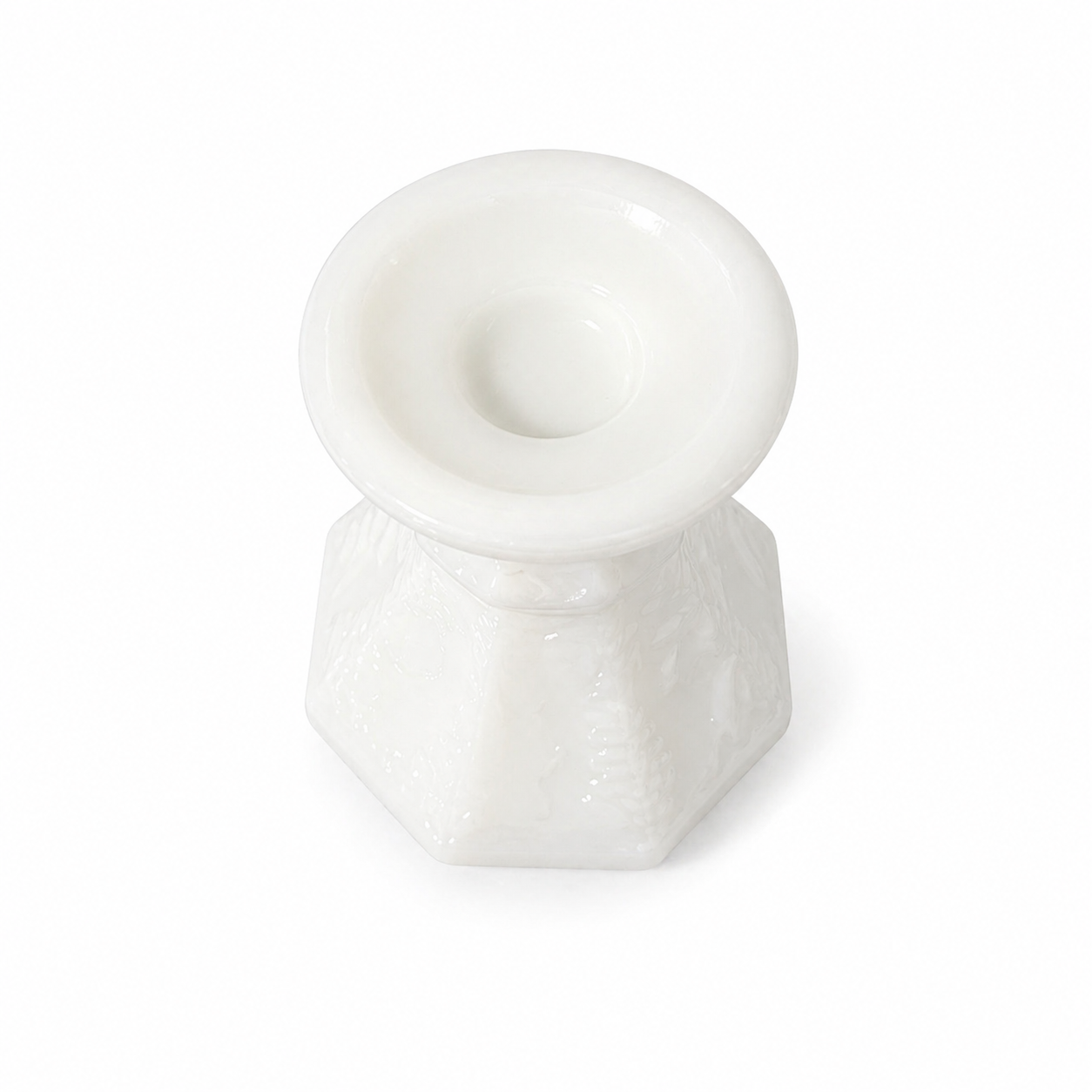 Vintage Anchor Hocking Milk Glass Vase - Scalloped Edge Embossed