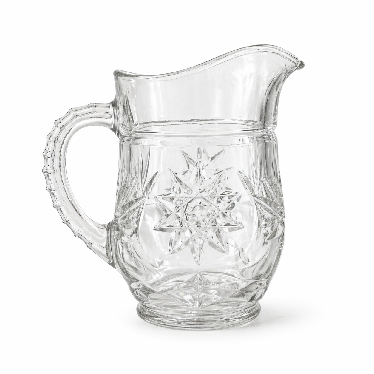 Vintage Anchor Hocking Star of David Pitcher - Prescut Glass 16oz USA