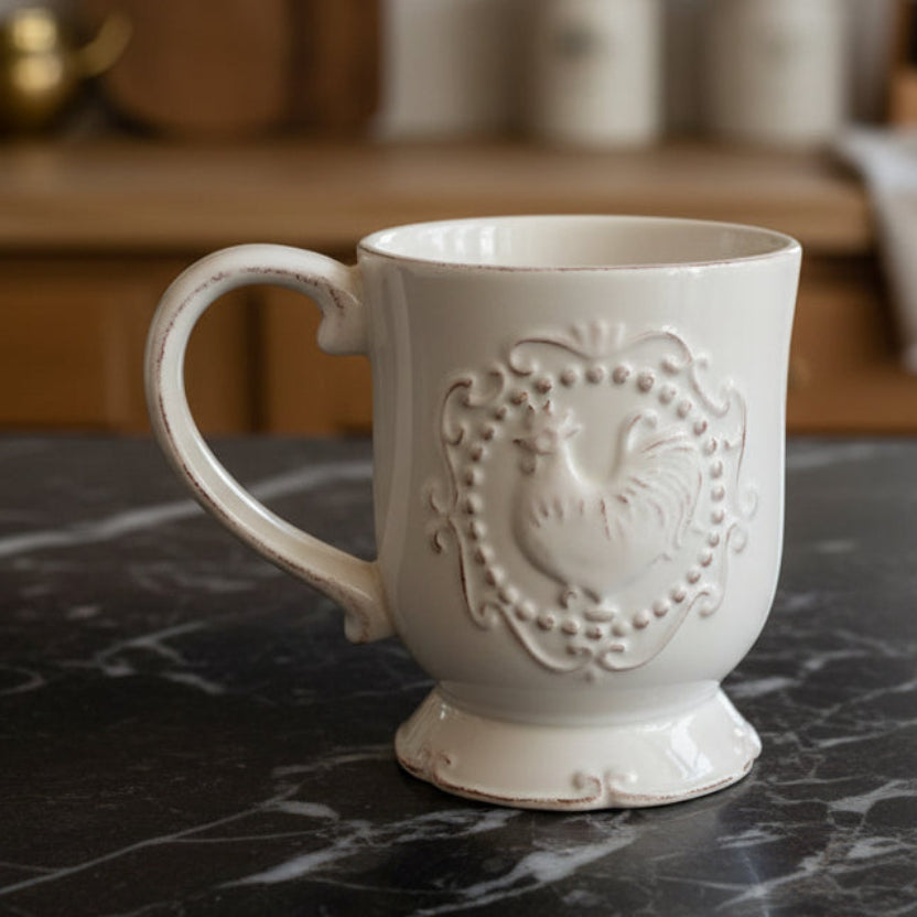 Rooster Coffee Mug White Terra Cotta by Jay Imports - Farmhouse Style