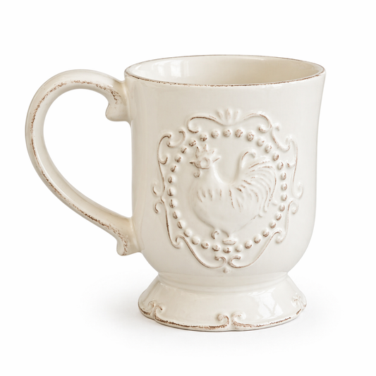 Rooster Coffee Mug White Terra Cotta by Jay Imports - Farmhouse Style