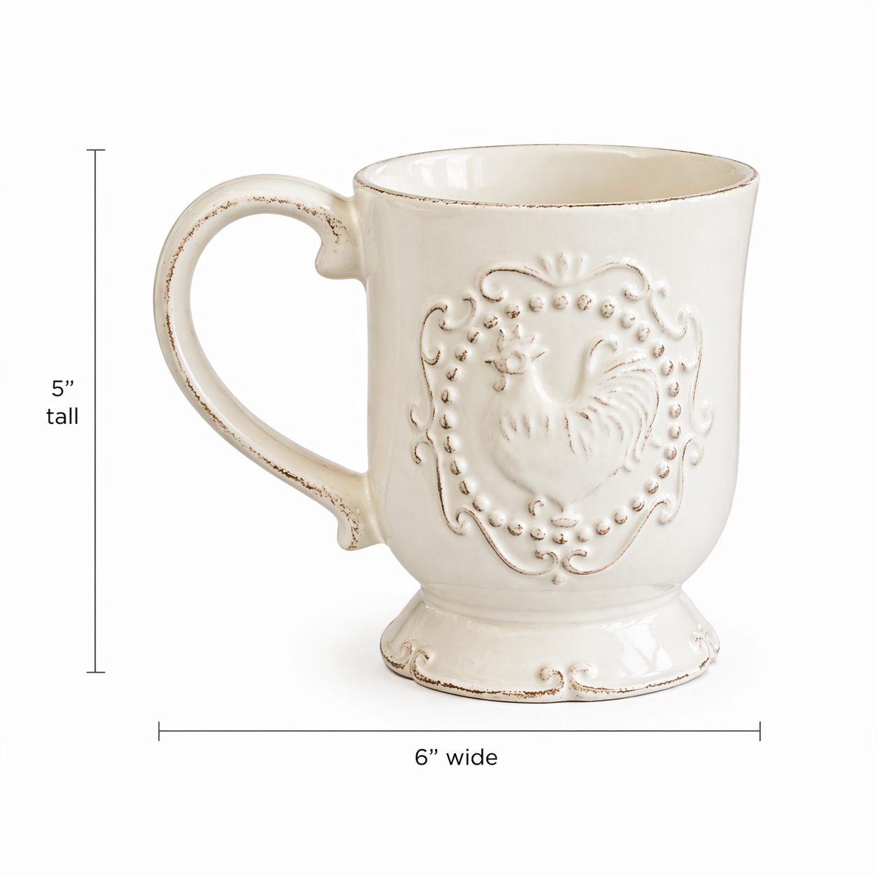 Rooster Coffee Mug White Terra Cotta by Jay Imports - Farmhouse Style