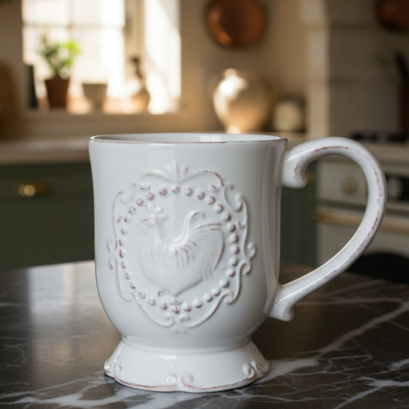 Rooster Coffee Mug White Terra Cotta by Jay Imports - Farmhouse Style