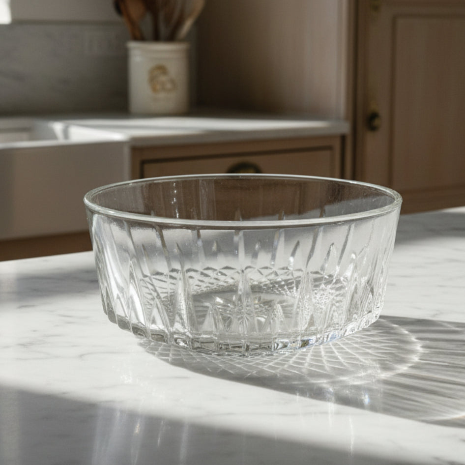 1970s Arcoroc France Diamant Glass Serving Bowl