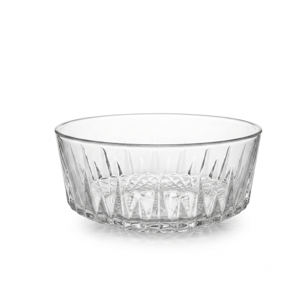1970s Arcoroc France Diamant Sunburst Glass Serving Bowl 7.75"