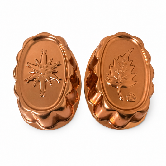 Vintage Copper-Tone Autumn & Winter Gelatin Molds – Set of 2