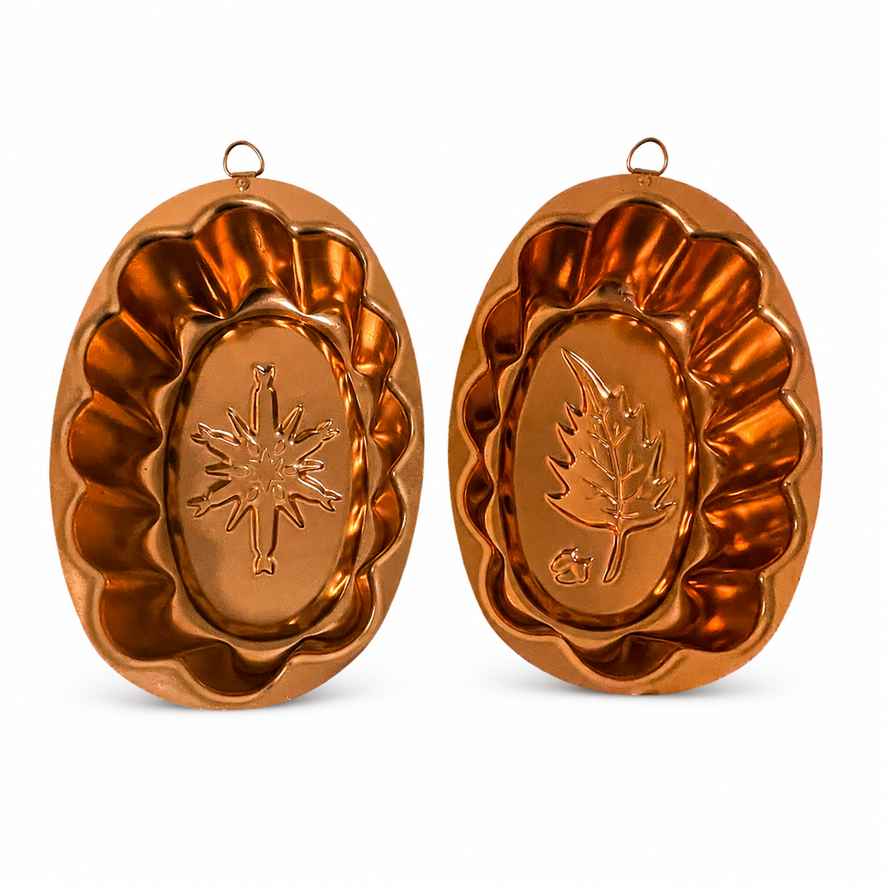 Vintage Copper-Tone Autumn & Winter Gelatin Molds – Set of 2