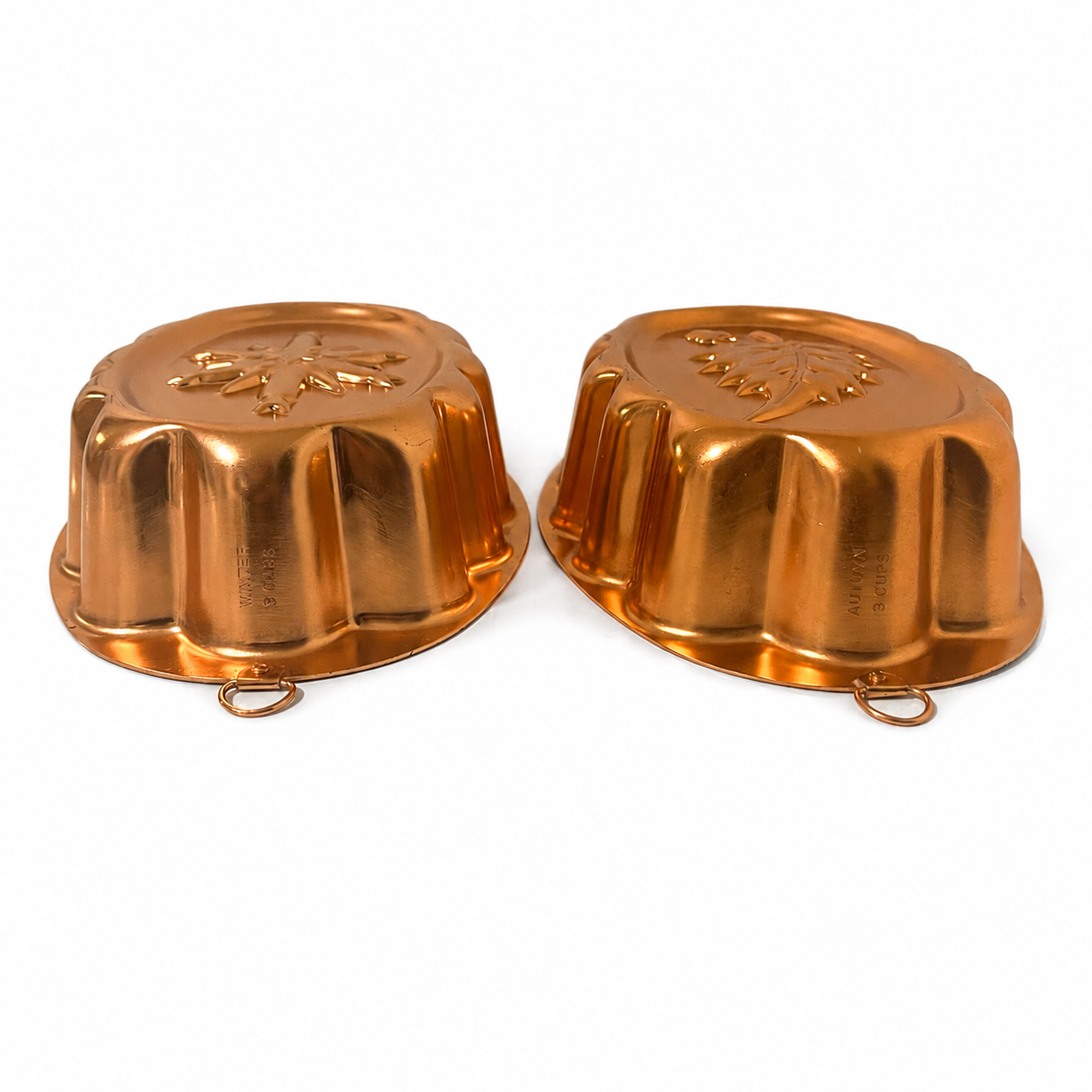 Vintage Copper-Tone Autumn & Winter Gelatin Molds – Set of 2