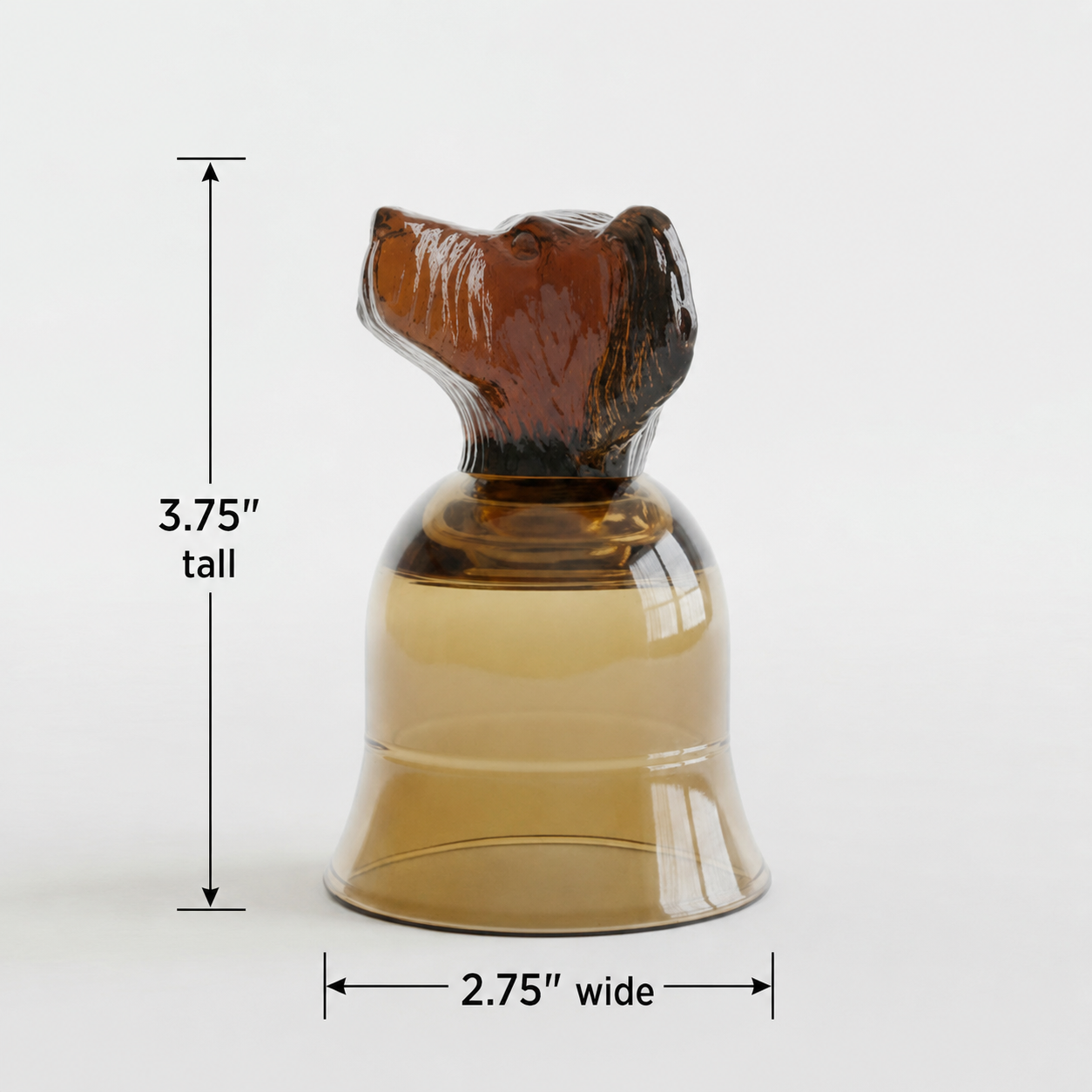 1980s Avon Chesapeake Dog Head Candle Holder - Smokey Brown Glass