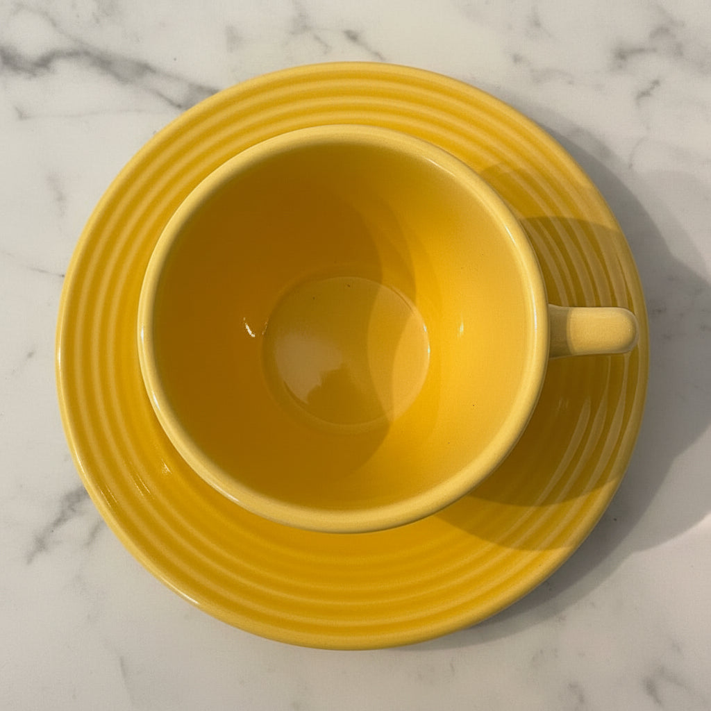Bauer Pottery Monterey Yellow Cup & Saucer - 1940s