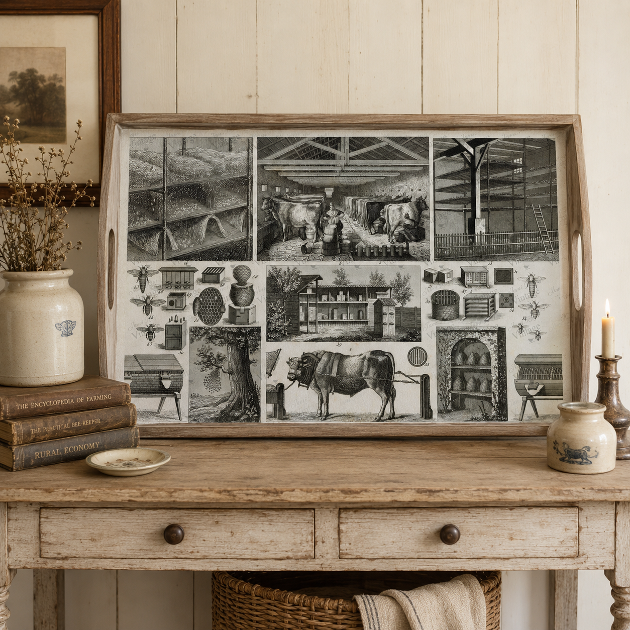 JRV Bee and Barn Decoupage Paper - Vintage Inspired Made in USA