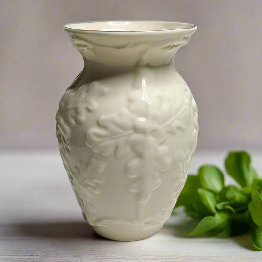 Vintage Belleek Pottery Oak Leaf Vase | Ireland c1980s–1990s