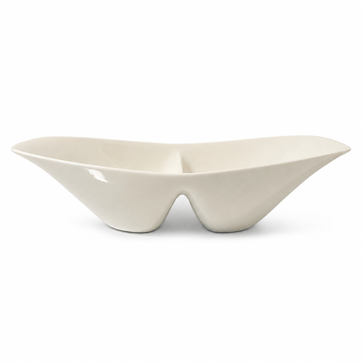 Vintage Iroquois Bridal White Divided Bowl by Ben Seibel 12 Inch