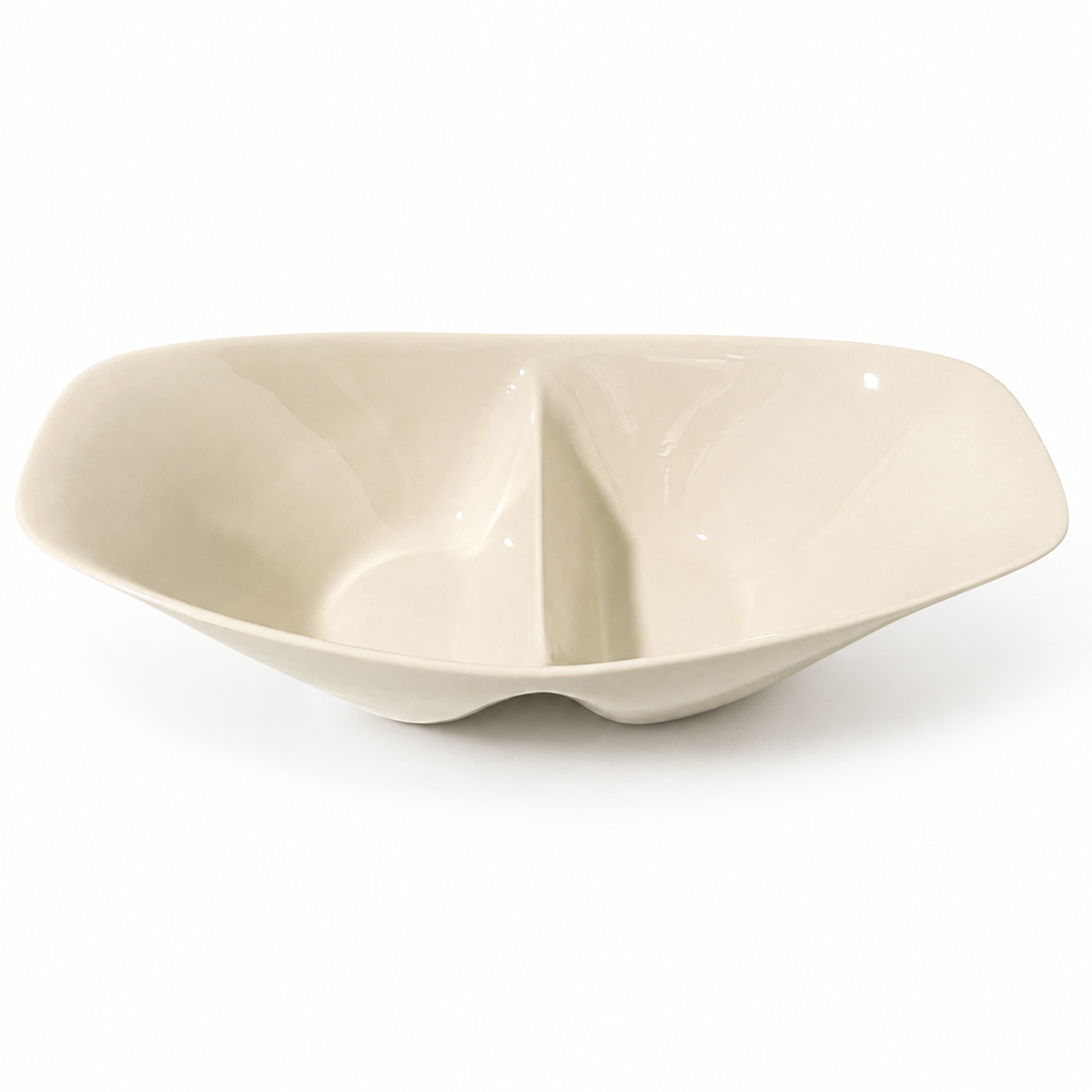 Vintage Iroquois Bridal White Divided Bowl by Ben Seibel 12 Inch