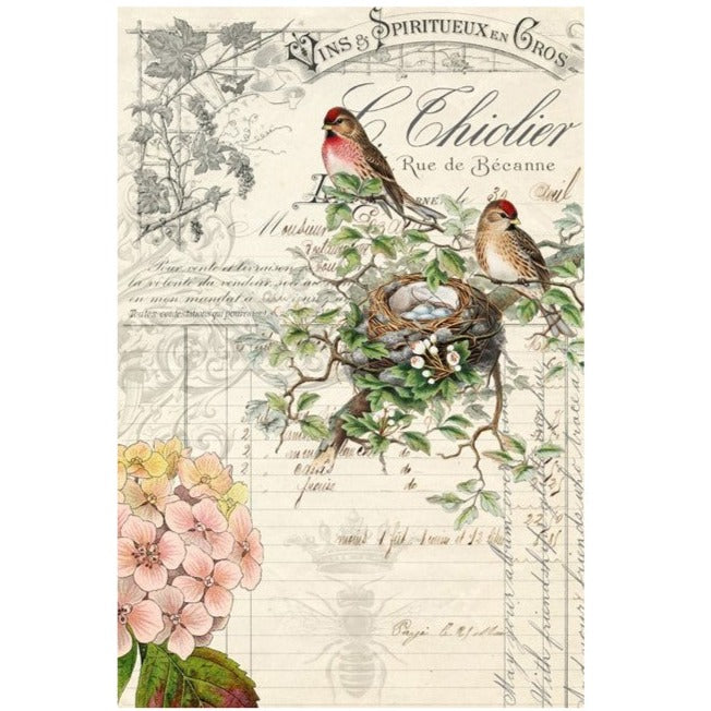 Roycycled Treasures Bird Ephemera Decoupage Paper - 20" x 30"