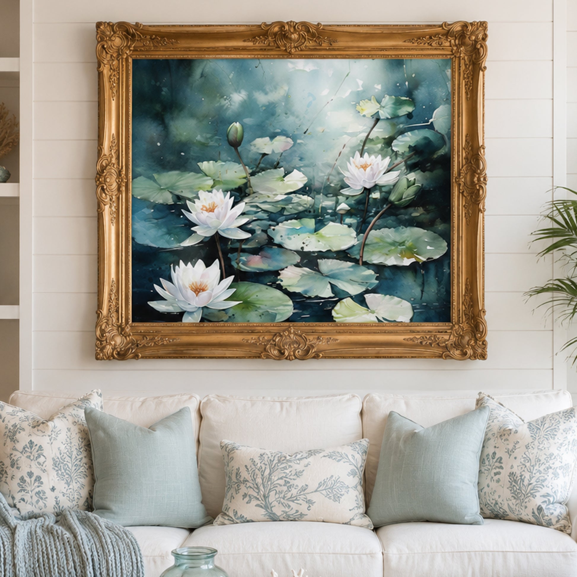 Whimsykel Designs Blue Waterlilies Decoupage Paper - 29" x 21" 18 LB