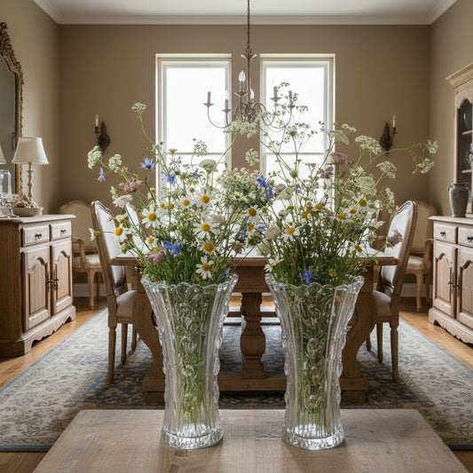 Borgonovo Elena Rose Pattern Vase Italy - Set of 2