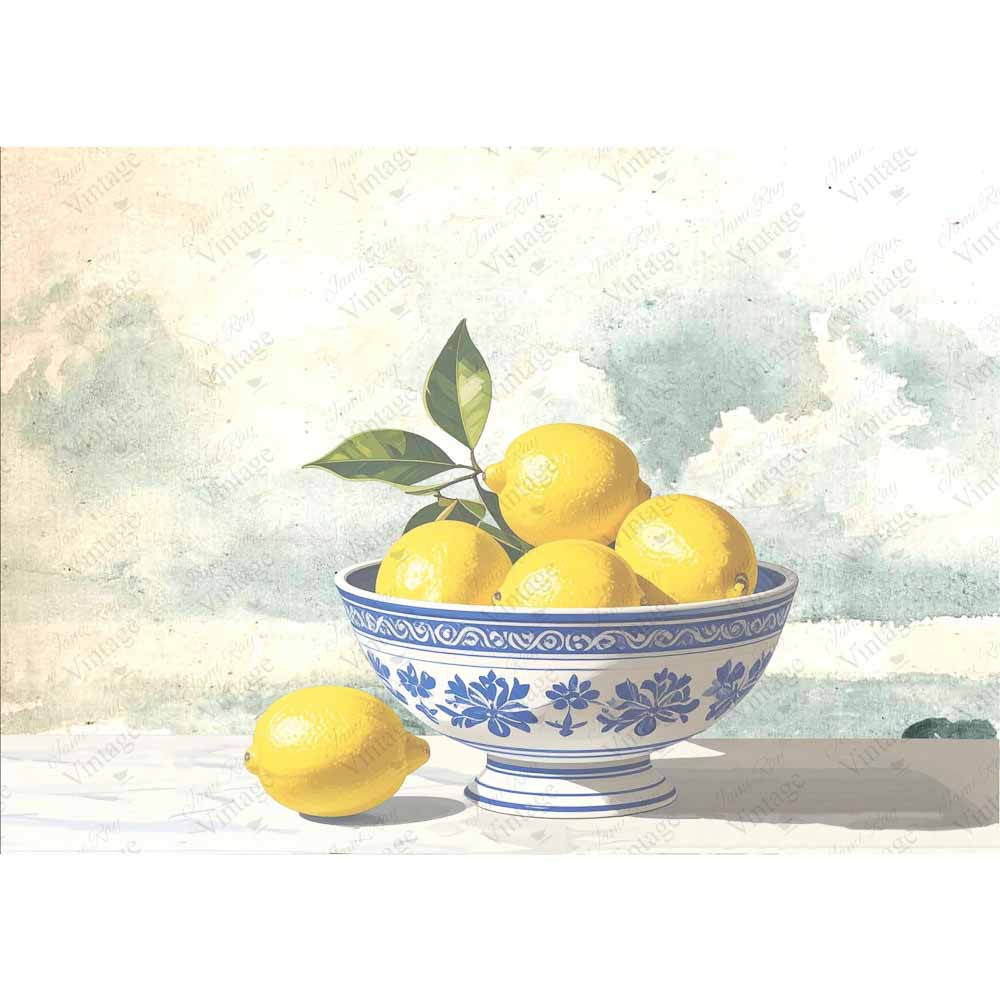 JRV Bowl Of Lemons A4 Rice Paper - 8.25" x 11.6" Made in USA
