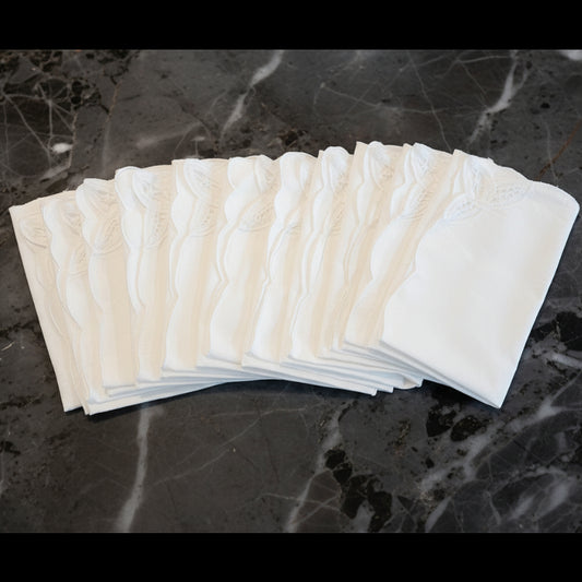 Vintage Brugge Lace Napkins Set of 10 | Ivory 15" French Country Decor