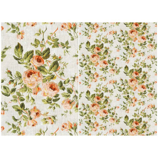 Roycycled Treasures Burlap Roses 20x30 Decoupage Paper - Made in USA