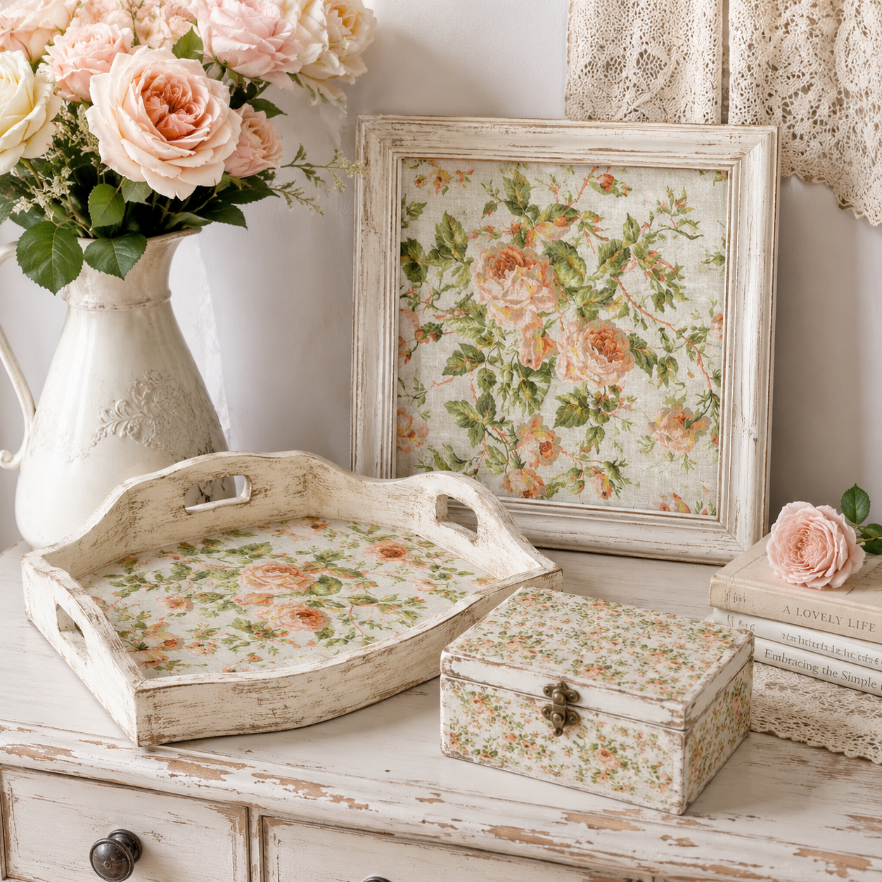 Roycycled Treasures Burlap Roses 20x30 Decoupage Paper - Made in USA