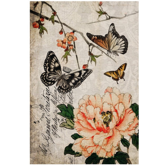 Roycycled Treasures Butterfly Floral Decoupage Paper - 20" x 30"