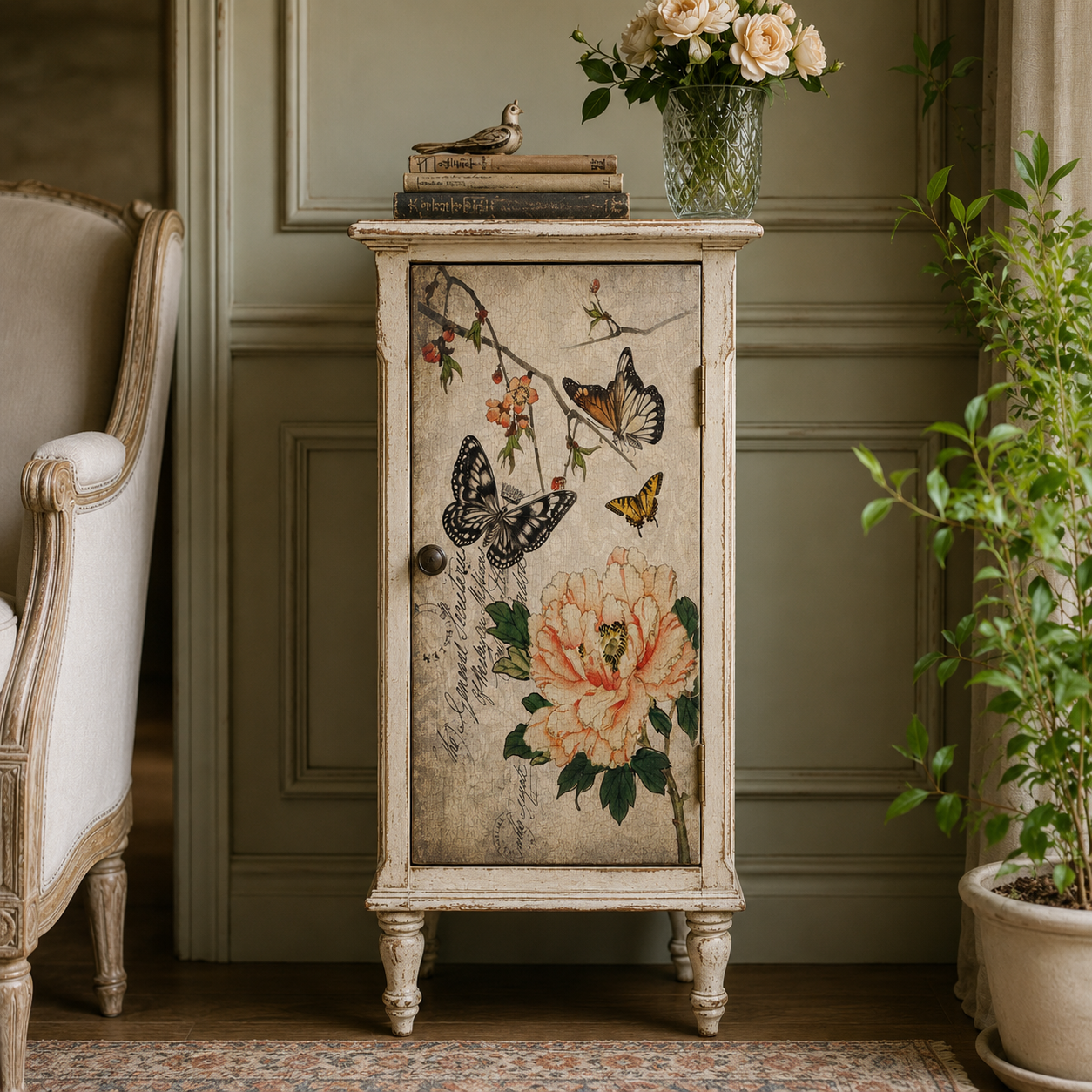 Roycycled Treasures Butterfly Floral Decoupage Paper - 20" x 30"